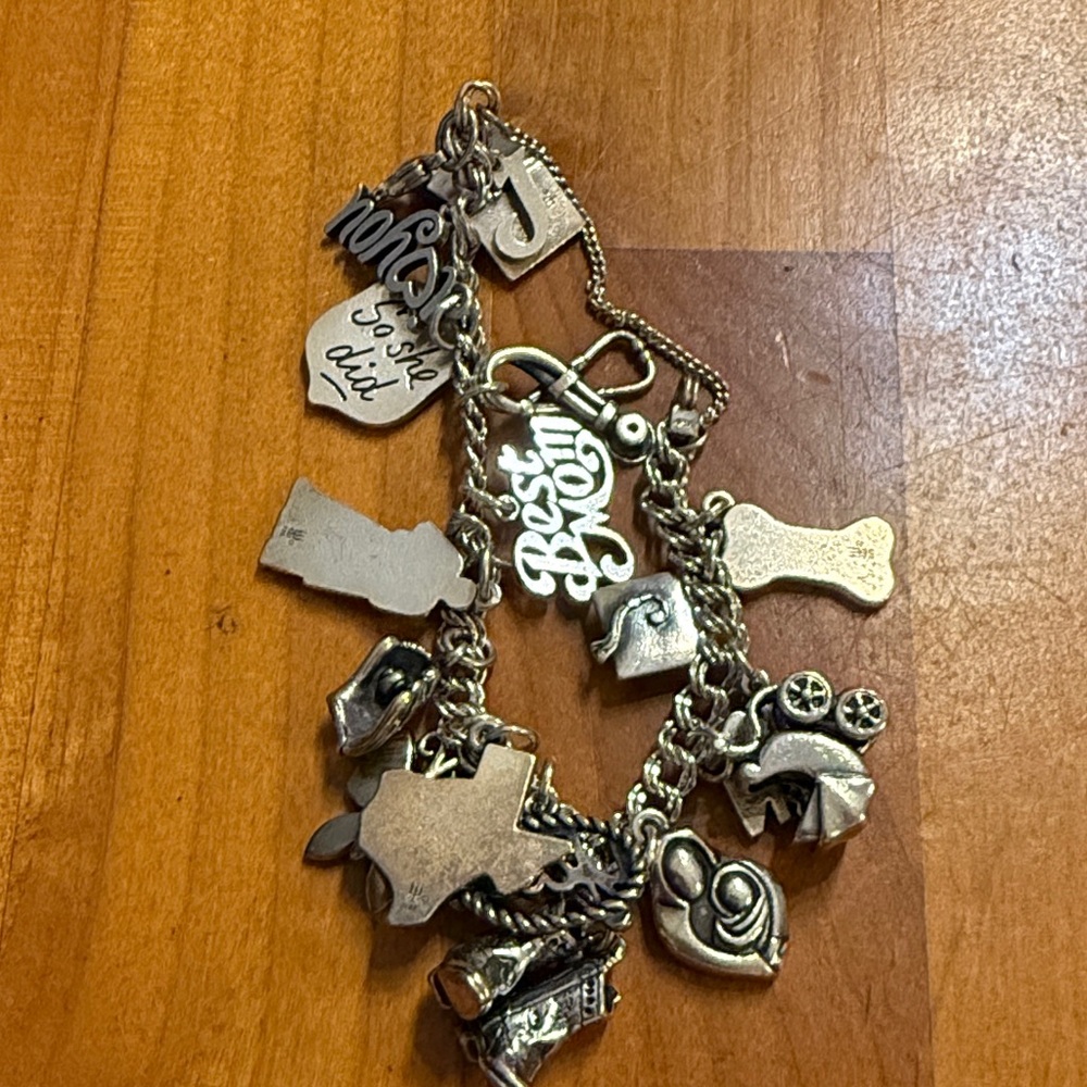 Silver Charm Bracelet with Dog-Themed Charms